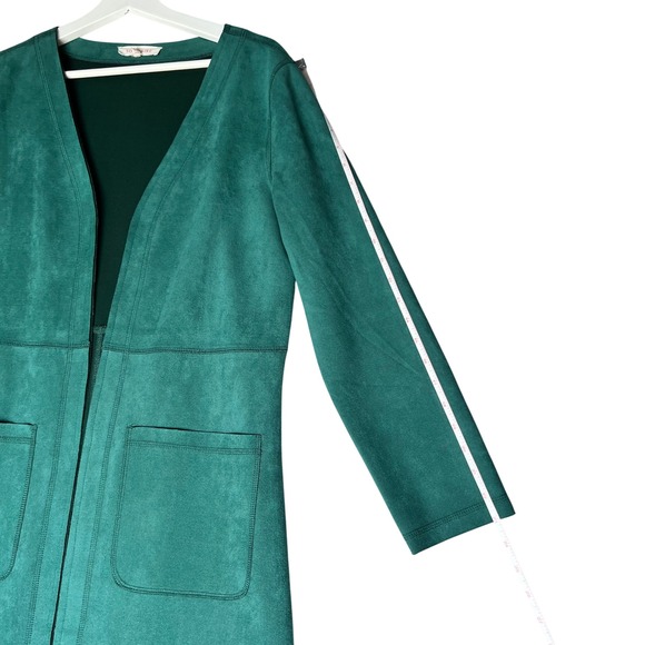 Anthroplogie Solitaire Green Fuax Suede Boho Midi Jacket, Medium - Picture 5 of 9